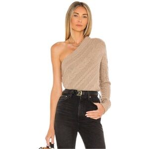 L'AGENCE Off-the-Shoulder Zoey Sweater - Beige - Size XL